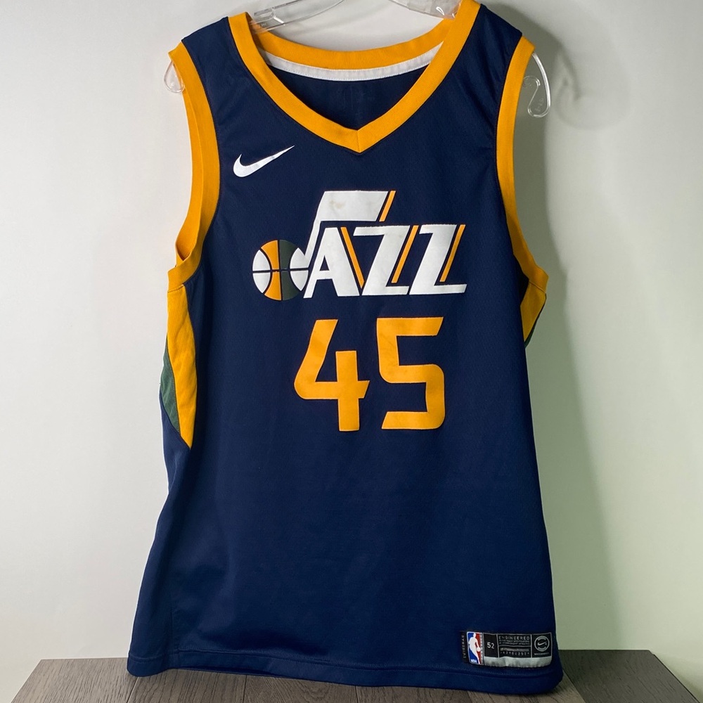 Nike Blue and Yellow Jazz Basketball Jersey Men’s Size XL - 1133